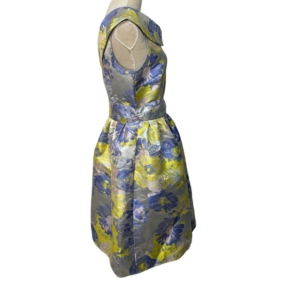 Alex Marie Yellow and Purple Floral Brocade Formal Dress Size 6 Wedding Guest - Picture 6 of 8